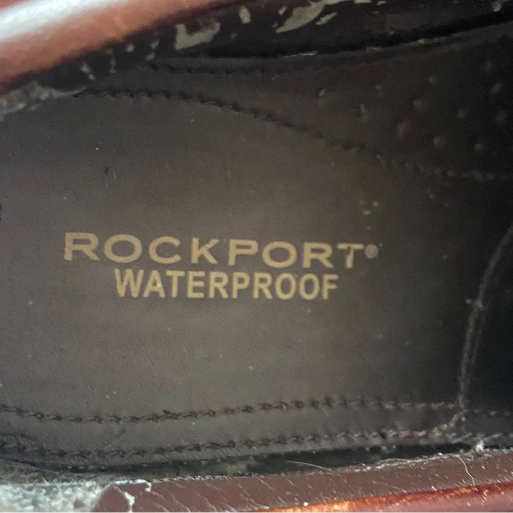Rockport Mens Hydo-Shield Brown Leather Boat Deck shoes sz 9.5